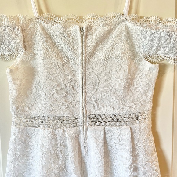 NWT Francescas Lace Off The Shoulder Fit And Flare White Dress Lined medium - Picture 10 of 13